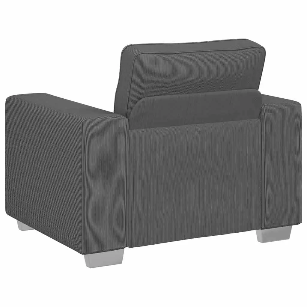 Sofa Chair Grey Corduroy Fabric Armchair Living Room Furniture Relaxing Seat
