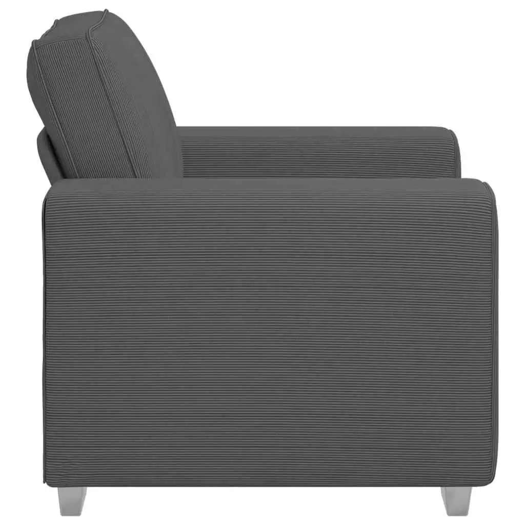 Sofa Chair Grey Corduroy Fabric Armchair Living Room Furniture Relaxing Seat