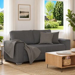 Grey Loveseat Sofa in Corduroy Fabric 180x77x82cm