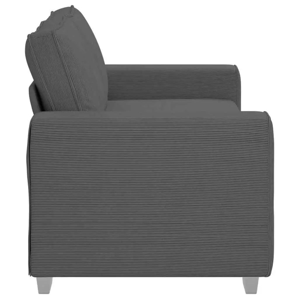Loveseat Sofa Grey Corduroy 180x77x82cm Comfortable Padded Seating Relaxation