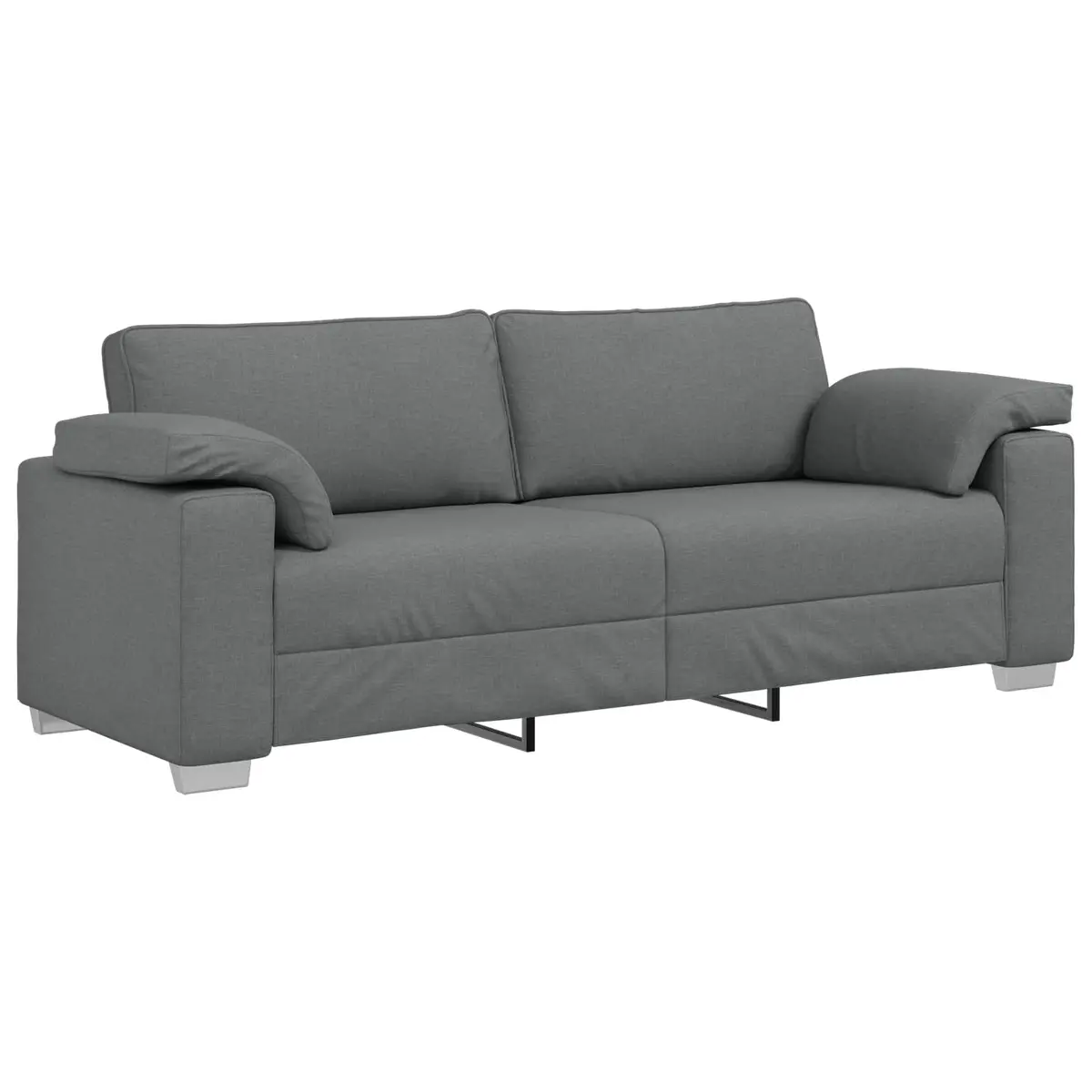 3-Seater Sofa Grey Fabric 220cm Modern Lounge Seat