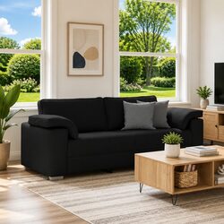 Confidently Stylish 3-Seater Sofa in Black Fabric