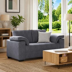 Loveseat Sofa Dark Grey 160x77x82 cm Velvet Fabric Padded Comfort Seating