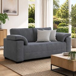 Compact and Stylish 180cm Grey Velvet Loveseat Sofa