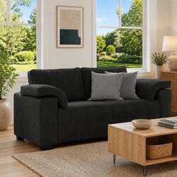 Loveseat Sofa Black Velvet 2 Seater Couch 180x77x82cm Living Room Bedroom Study