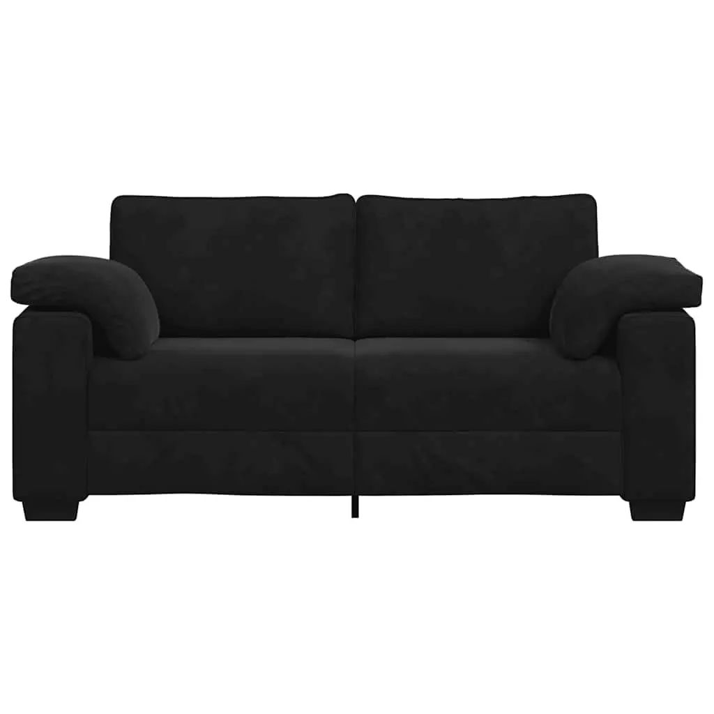 Loveseat Sofa Black Velvet 2 Seater Couch 180x77x82cm Living Room Bedroom Study