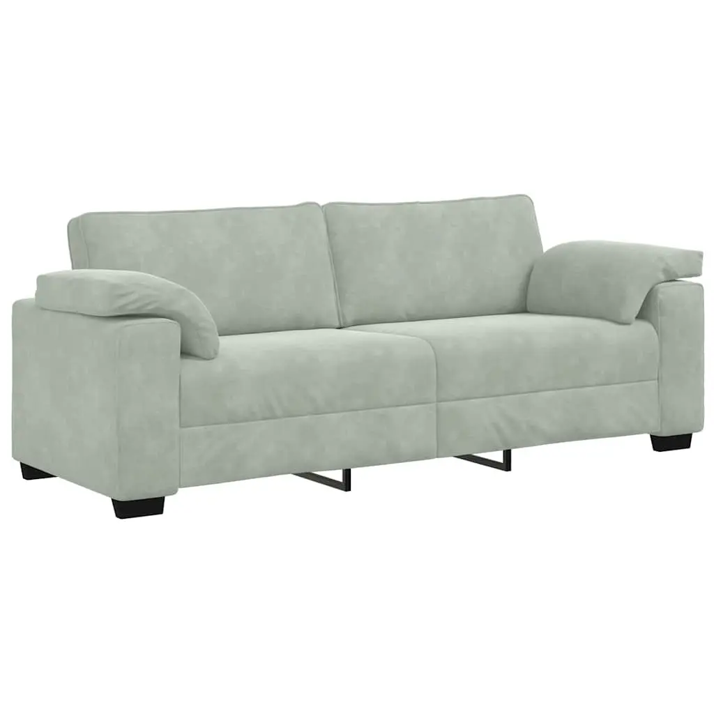 3-Seater Sofa Grey Velvet Lounge Couch Living Room Furniture Relaxation Seating