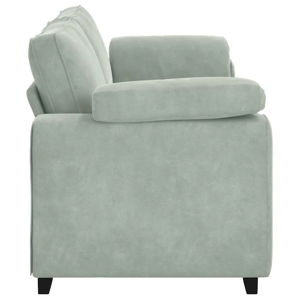 3-Seater Sofa Grey Velvet Lounge Couch Living Room Furniture Relaxation Seating