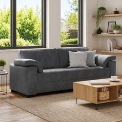 3-Seater Grey Velvet Sofa with Excellent Comfort 220x77x82cm