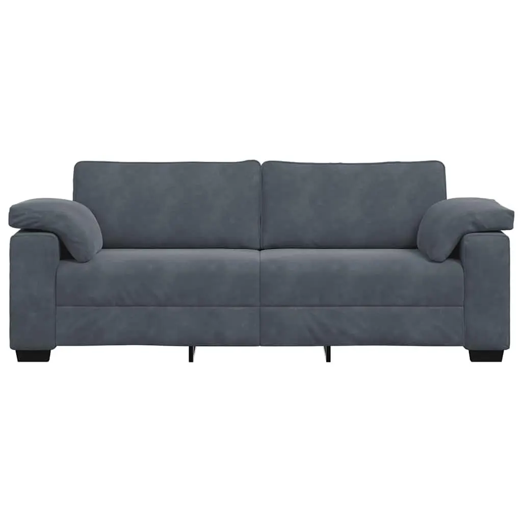 3-Seater Sofa Grey Velvet Living Room Furniture Relaxing Couch 220x77x82cm