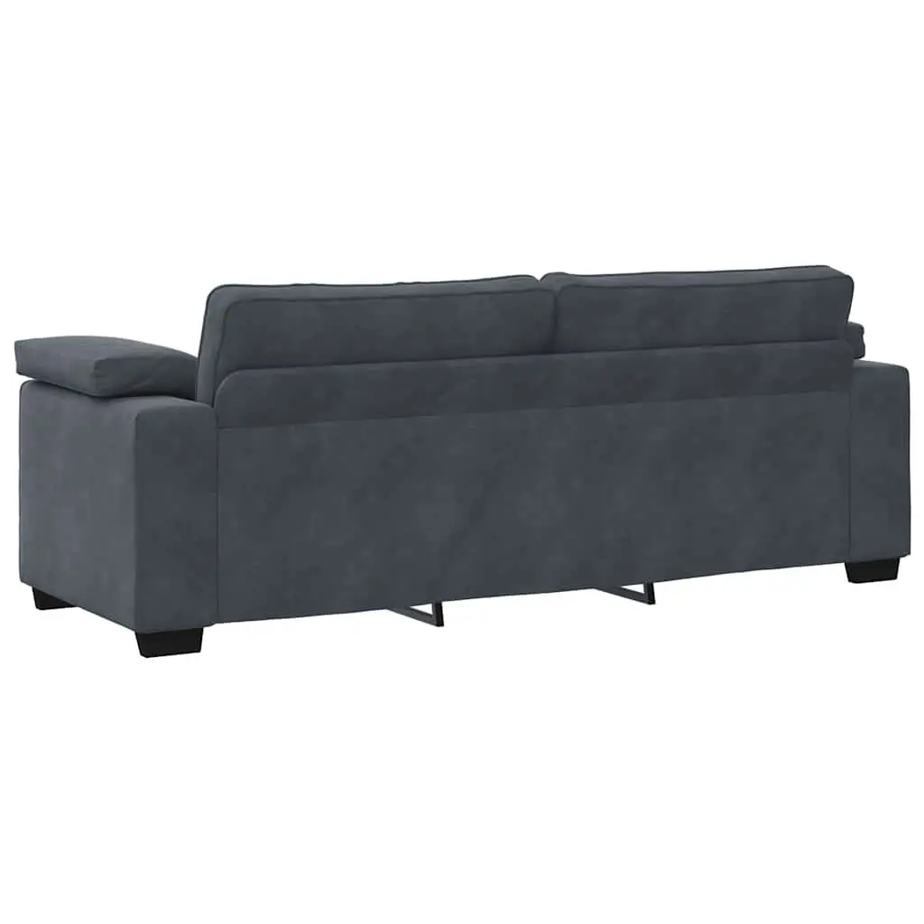 3-Seater Sofa Grey Velvet Living Room Furniture Relaxing Couch 220x77x82cm
