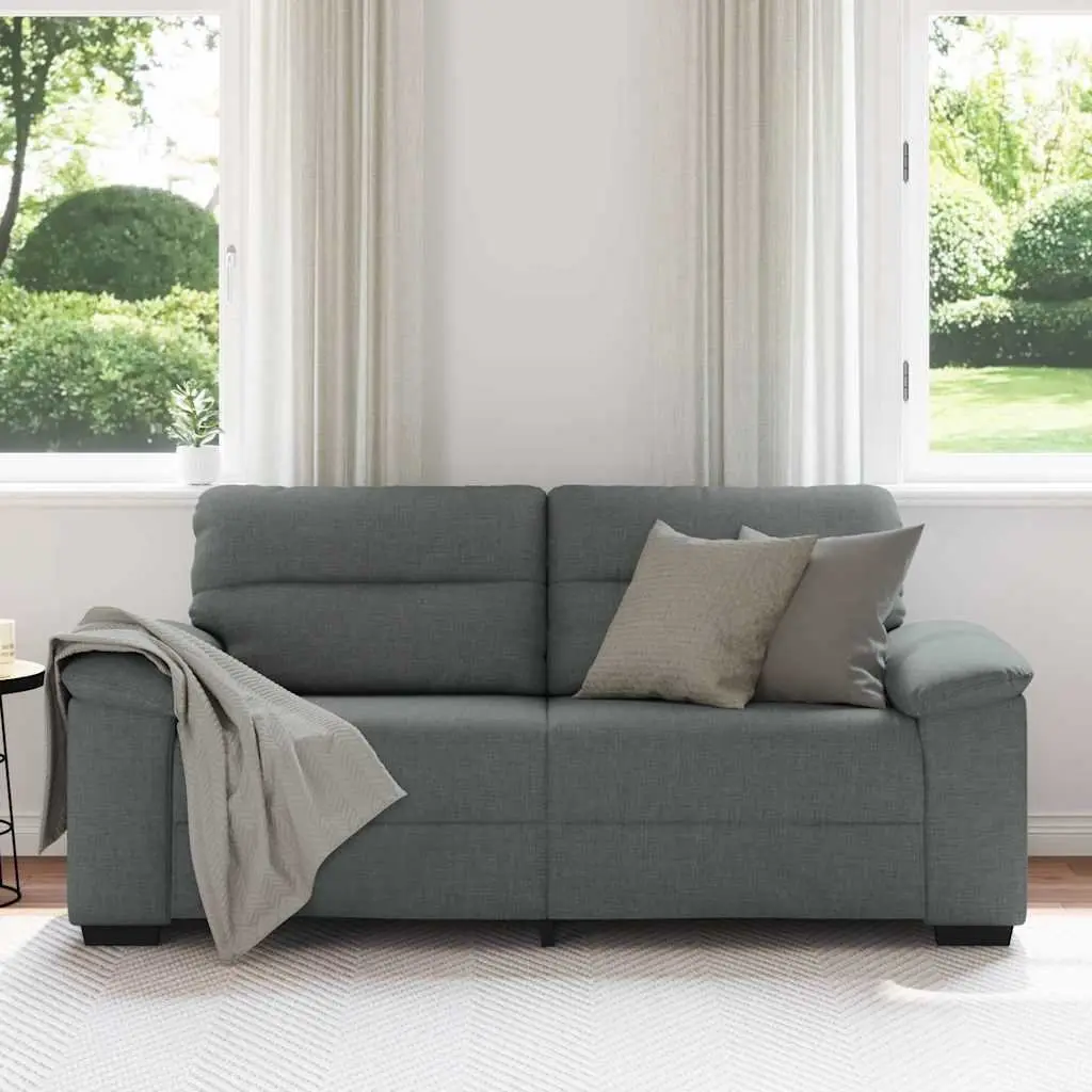 2-Seater Sofa Dark Grey Fabric Lounge Couch Living Room Upholstered Settee 180cm