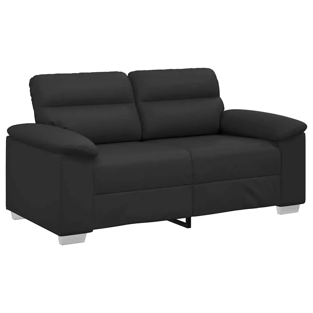 2-Seater Sofa Black Faux Leather Lounge Couch Living Room Furniture 160x81x84cm