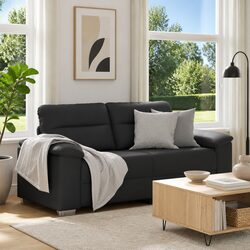 Compact 2-Seater Sofa in Elegant Black Faux Leather