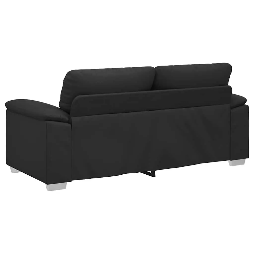 2-Seater Sofa Black Faux Leather Lounge Couch with Wide Armrests