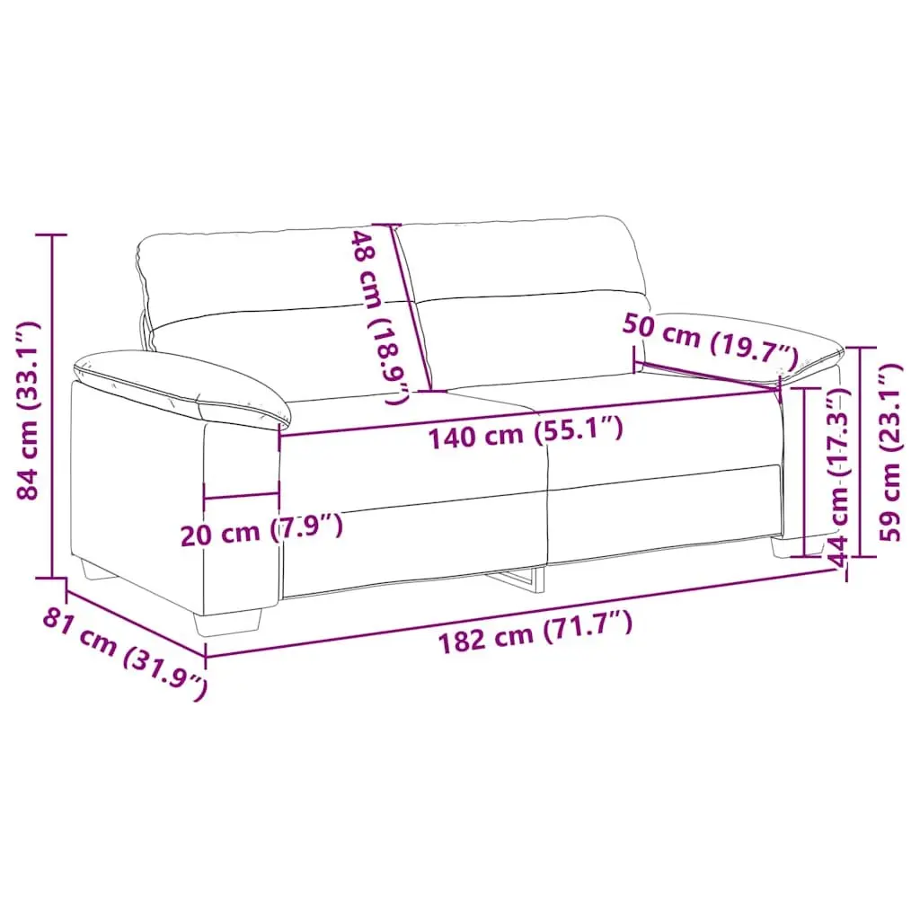 2-Seater Sofa Black Faux Leather Lounge Couch with Wide Armrests