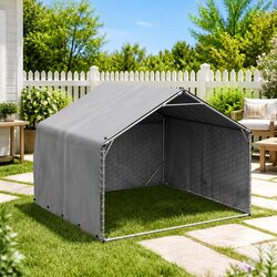 Outdoor Dog Kennel 2x2x1.5m Silver Galvanised Steel Pet Cage Weatherproof Cover