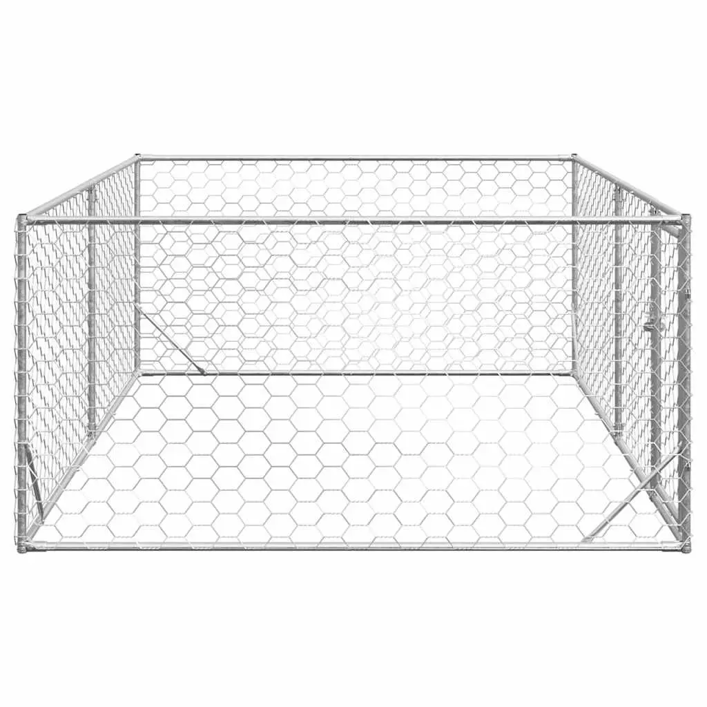 Outdoor Dog Kennel Silver 3x2x1m Galvanised Steel Hexagonal Mesh with Door