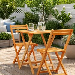 Folding Garden Table Outdoor Patio Dining Acacia Wood Natural 60x60x72cm