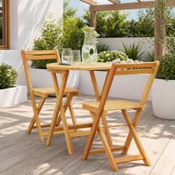 Compact Garden Dining Set: Square Table and Two Chairs