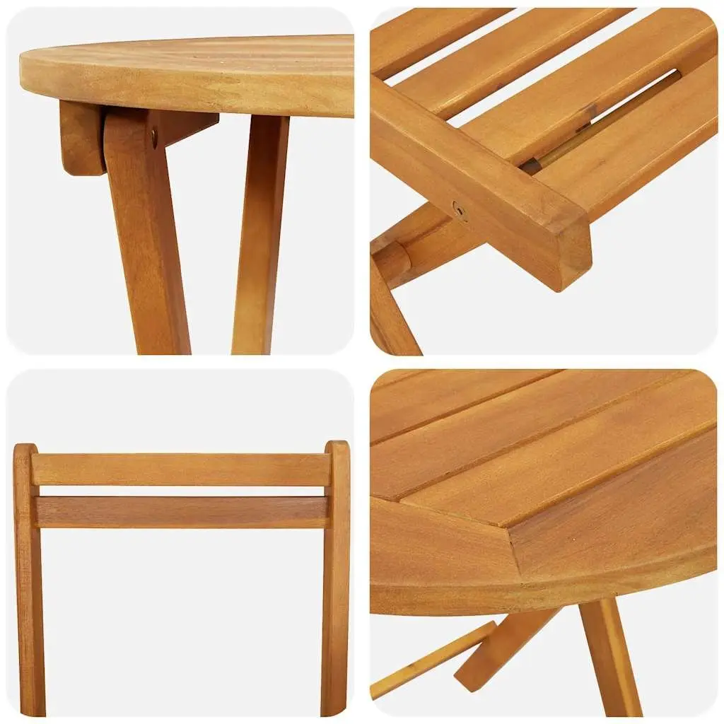 Garden Dining Set 3pcs Outdoor Table Chairs Patio Acacia Wood Backyard Setting