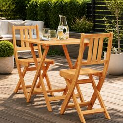 Folding Bistro Set 3 Piece Outdoor Furniture Garden Patio Dining Table Chairs