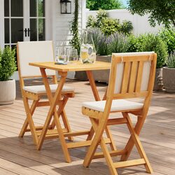 Folding Bistro Set with Solid Wood Construction