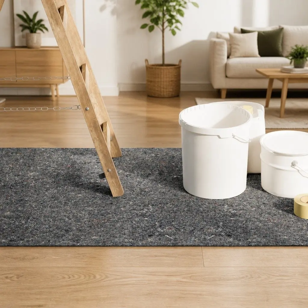 Painter Fleece Grey 1m x 10m Non-slip Floor Protection Roll for Dust Cover Renovation