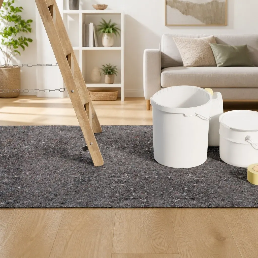 Painter Fleece Grey 25m x 1m Non-Slip Floor Protection Roll for Dust Paint Cover