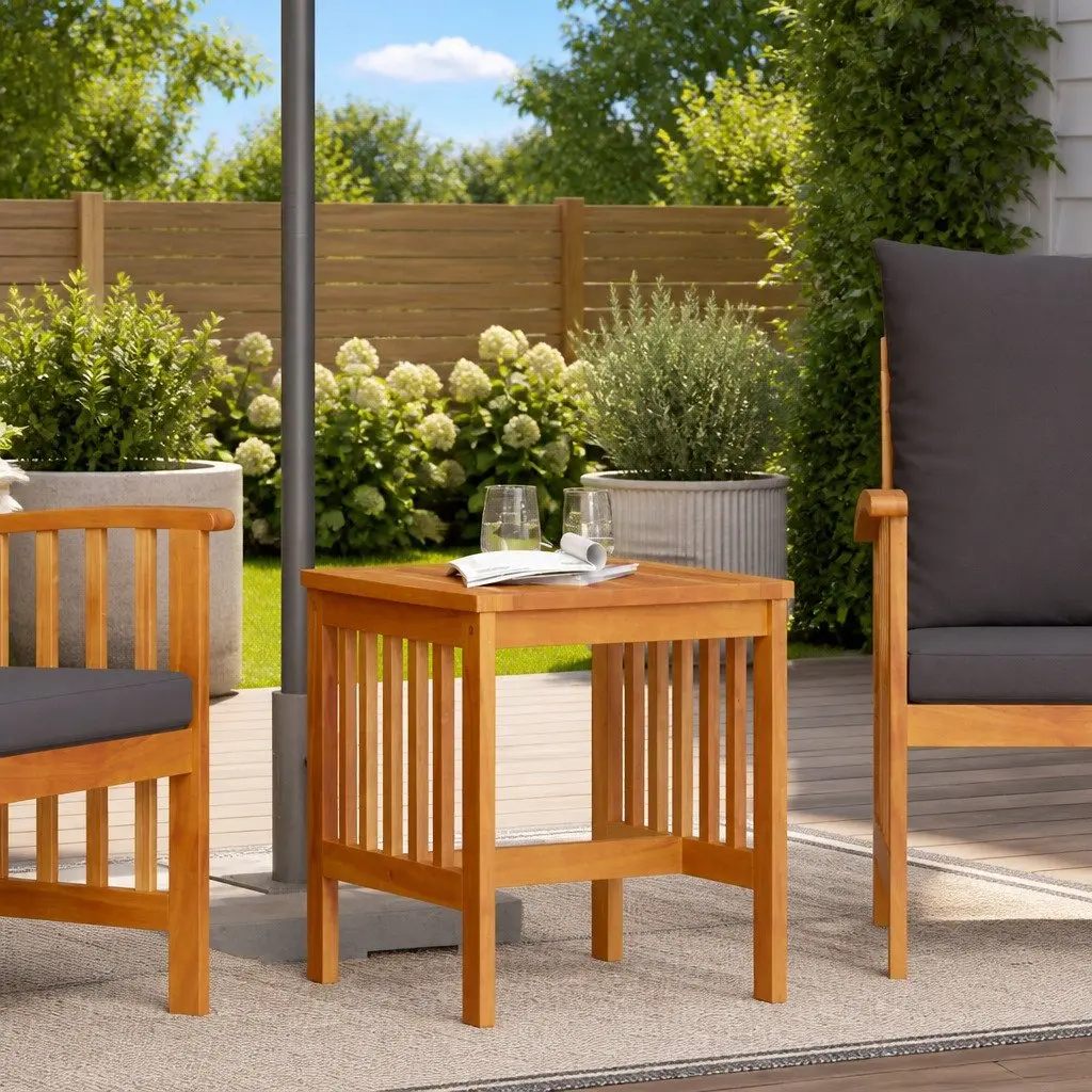 Outdoor Side Table Brown Solid Acacia Wood Oiled Finish