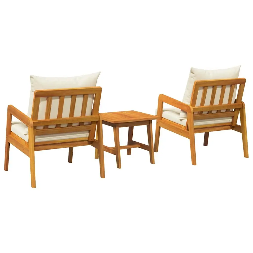 Outdoor Bistro Set 3 Pieces Brown Acacia Wood Garden Furniture with Cushions