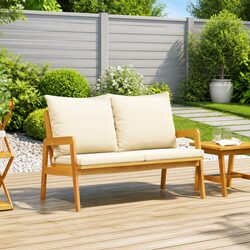 Garden Bench Solid Acacia Wood Oil Outdoor Seating Terrace Furniture
