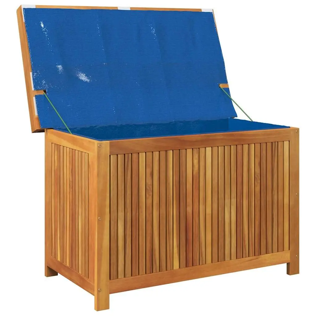Outdoor Storage Box Brown 90x50x60.5 cm Solid Acacia Wood Organiser with Hinged Lid and Water-Resistant Inner Bag