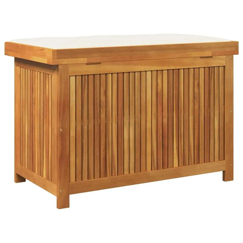 Outdoor Storage Box Brown 90x50x60.5 cm Solid Acacia Wood Organiser with Hinged Lid and Water-Resistant Inner Bag