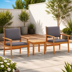 Compact 3-Piece Anthracite Garden Sofa Set