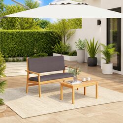 Garden Sofa Set 2 Seater Outdoor Furniture Acacia Wood Cushion Anthracite