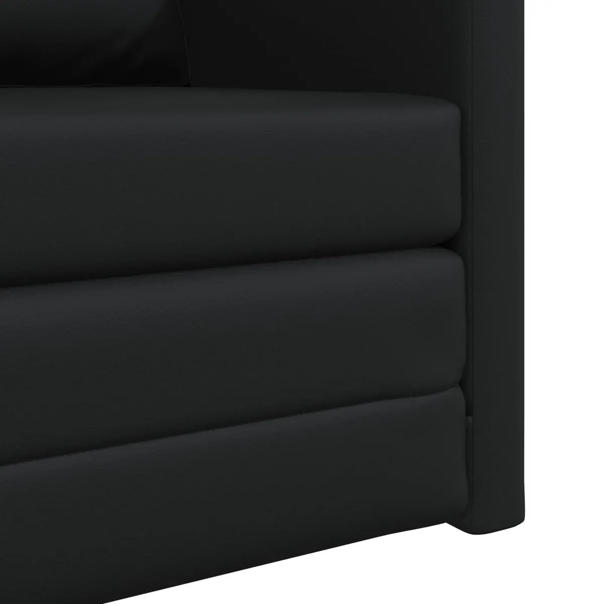Modern Floor Sofa Bed 60cm Black Faux Leather Convertible Couch Guest Sleeping