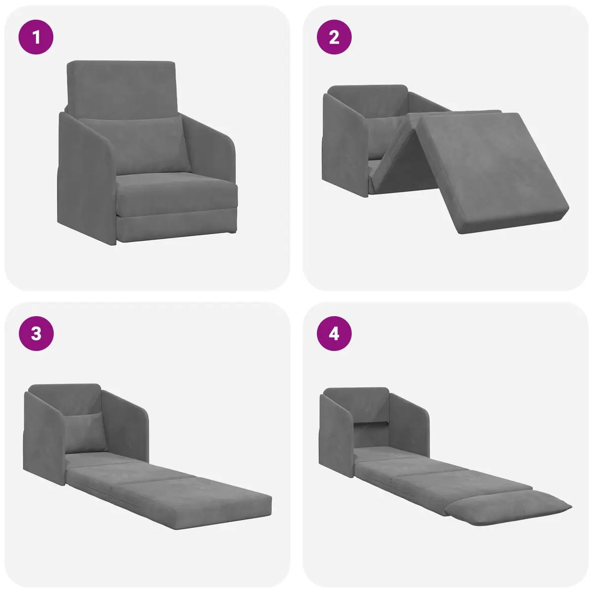 Sofa Bed Grey Velvet Convertible Lounge Furniture