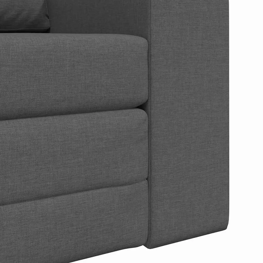 Sofa Bed Grey Convertible Fabric Manual Adjustment for Living Room