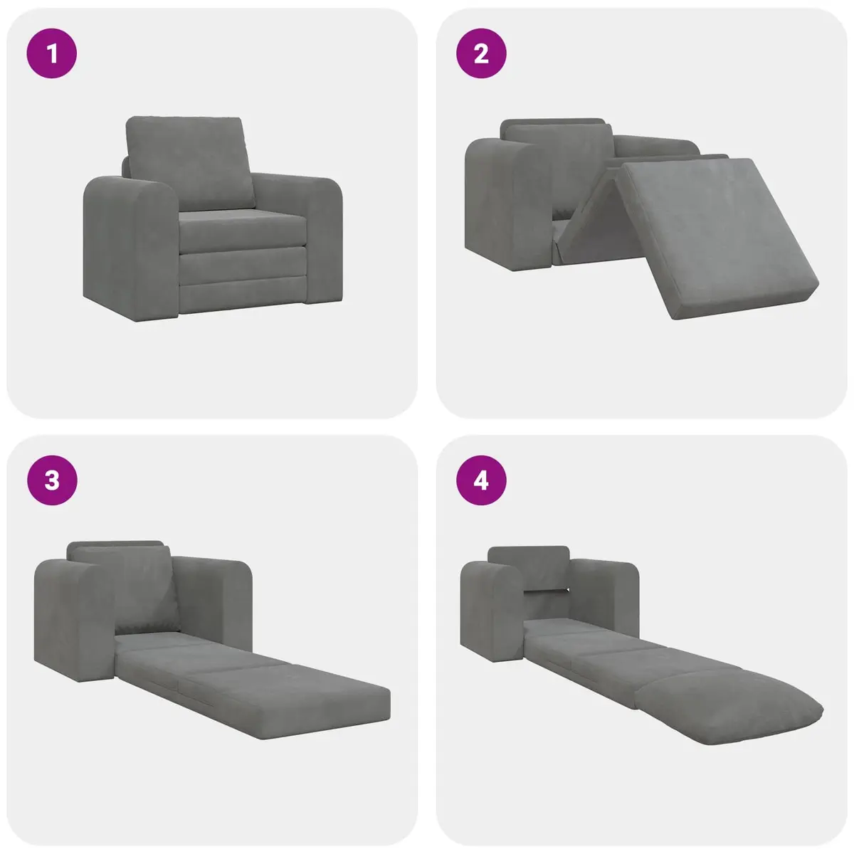 Sofa Bed Grey Velvet Convertible Couch Living Room Guest Space Compact Modern