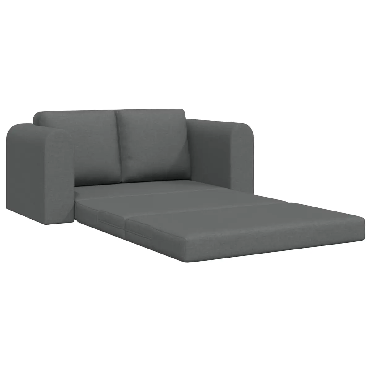 Convertible Sofa Bed Grey Fabric Compact Manual Adjustment