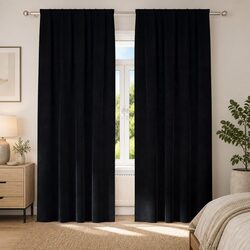 Blackout Curtains in Black - 2 pcs, 140 x 225 cm Velvet Design