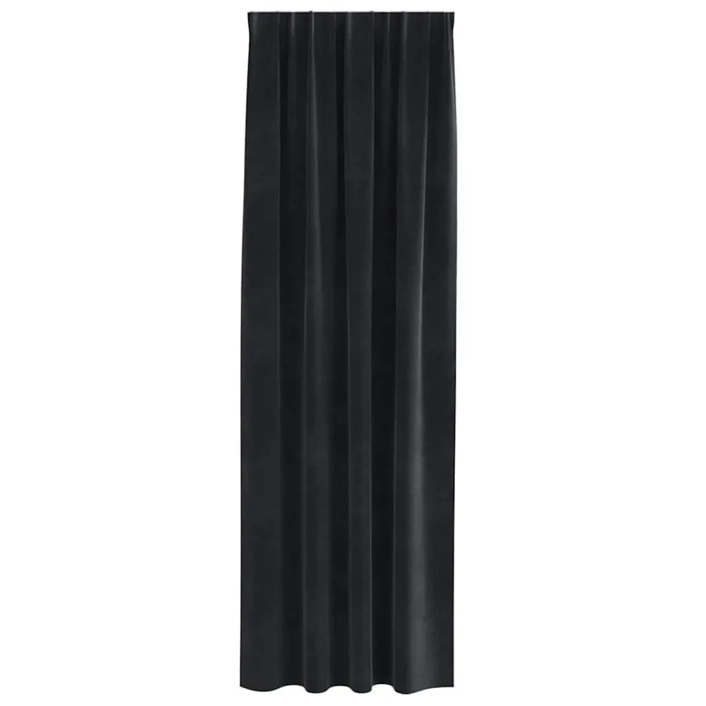 Blackout Curtains Black 140 x 245 cm Velvet Light Blocking Window Drapes 2 Piece Set