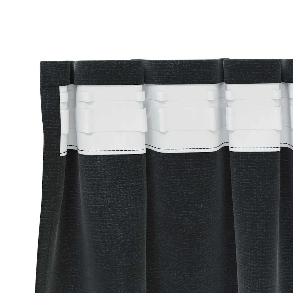 Blackout Curtains Black 140 x 245 cm Velvet Light Blocking Window Drapes 2 Piece Set