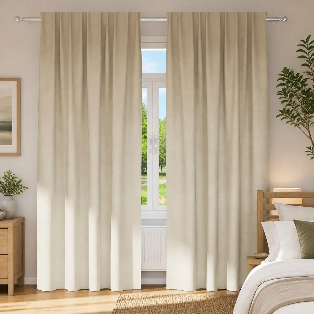 Velvet Curtains Cream 140 x 225 cm Blackout 2 pcs