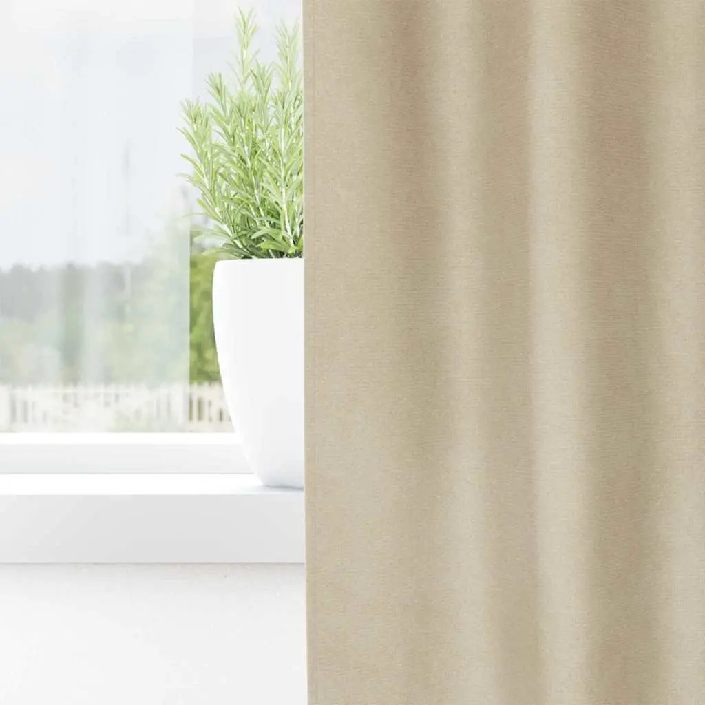 Blackout Curtains Cream 140 x 245 cm Velvet Light Blocking 2 pcs