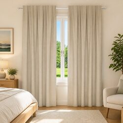 Blackout Curtains 2 Panels Cream 140 x 260 cm Velvet Window Drapes Light