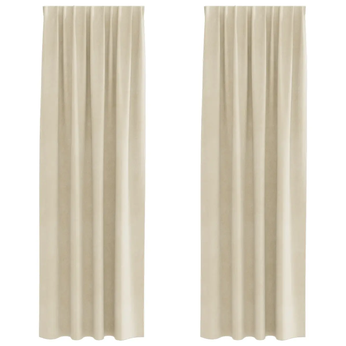Velvet Curtains Cream 140 x 260 cm Blackout Curtain Panels