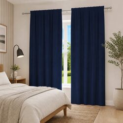 Stylish Dark Blue Blackout Curtains with Soft Texture
