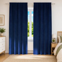 Elegant Dark Blue Velvet Blackout Curtains 140 x 245 cm - 2 pcs